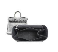 XIAOYIBAIHUOUK Bag Organizer Lined Storage Bag for Hermes Birkin25/30/35 Bag Storage Insert Portable Makeup Bag(Black Gray A,Birkin35)
