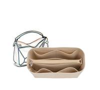 XIAOYIBAIHUOUK Bag Organizer Lined Storage Bag Insert Portable Cosmetic Bag for Loewe (Khaki B,S)