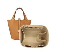 XIAOYIBAIHUOUK Bag Organizer Liner Storage Bag Insert for Hermes Picotin 18/22/26 (Beige, Brown)