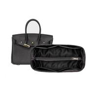 XIAOYIBAIHUOUK Handbag Organizer Insert for Hermes Birkin 25, 30, 35 Handbags - Polyester Satin Liner Bag - Black, Minimalist Style