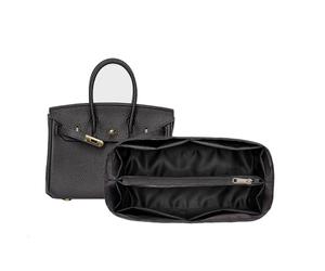 XIAOYIBAIHUOUK Handbag Organizer Insert for Hermes Birkin 25, 30, 35 Handbags - Polyester Satin Liner Bag - Black, Minimalist Style