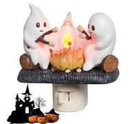 XIAOYIYI Ghost Campfire Flickering Light, 2024 Ghost Campfire Flickering Nightlight, Halloween Ghost Campfire Nightlight, 3D Faux Campfire Night Light, Funny Halloween Nightlight Indoor Decorations