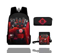 XIAOYIYI Skibidi Toilet Backpack, Skibidi Toilet Titan Speaker Man Backpack, Creative and Interesting Anime Cartoon Backpack Set of 3, with Backpack, Shoulder Bag and Pencil Case