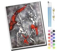 XIAOYOUQIAN Abstract Art Dance,DIY Paint by Number for Adults Beginner,with Paintbrushes and Acrylic Painting Kits Art Crafts for Home Walls 16 X20Inch,with Frame