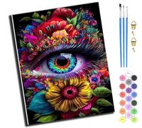 XIAOYOUQIAN Abstract Art Flowers Eyes,Paint by Numbers for Kids & Adults,DIY Acrylic Oil Painting Kits 16 X 20 Inch Hand Painted Gift -with Frame