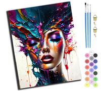 XIAOYOUQIAN Abstract Beauty Colorful Woman,Paint by Number Kit for Adults Beginner,DIY Acrylic Hand Oil Paintin Kits On Canvas Art Crafts for Home，16 X20 Inch，with Frame