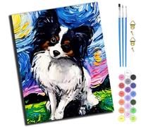 XIAOYOUQIAN Abstract Starry Sky Dog,Paint by Number Kit for Adults Beginner,DIY Acrylic Hand Oil Paintin Kits On Canvas Art Crafts for Home,16 X20 Inch,with Frame
