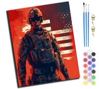 XIAOYOUQIAN American Flag Soldier,Paint by Numbers for Adults,DIY Paint by Numbers for Kids Beginner,Oil Painting for Wall Art,20X16Inch，-Frameless