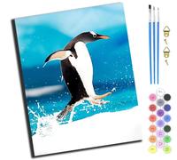 XIAOYOUQIAN Art Animal Antarctic Penguin,Paint by Numbers Kits for Adults,DIY Color Oil Painting Acrylic Paints for Home Wall Decor 16X20Inch，-Frameless