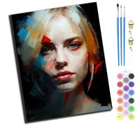 XIAOYOUQIAN Artistic Impressionist Girl,Paint by Numbers Kits,40Cm X 50Cm,DIY Acrylic Painting for Adults and Kids,with Paints Brushes and Card Sized Magnifier,-Frameless