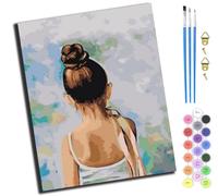 XIAOYOUQIAN Ballet Girl Dancing Beauty,Paint by Number for Adults,DIY Oil Painting Kits with Brushes and Acrylic Pigment,Canvas Painting Decor Gifts,16 X 20 Inch,-Frameless