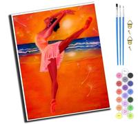 XIAOYOUQIAN Ballet Girl Dancing,Paint by Numbers,DIY Oil Painting Kit for Adults Beginner,with Paint Brushes and Acrylic Pigment,16 X 20 Inch,-Frameless