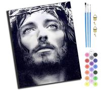 XIAOYOUQIAN Black and White Religious Jesus,Paint by Numbers Kits for Adults,Oil Painting Kits for Beginners On Clear Symbols Colored Canvas,Easy DIY Acrylic Pigment Drawing Gift,40X50Cm，-Frameless