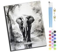 XIAOYOUQIAN Black and White Watercolor Elephant,DIY Painting by Numbers Kits for Kids Adults Beginner,40X50Cm，Oil Painting for Home Wall Decoration Hand Painted Gifts,-Frameless