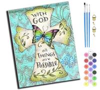 XIAOYOUQIAN Butterfly God's Quotes All Things are Possible,DIY Paint by Number for Adults Beginner,with Paintbrushes and Acrylic Painting Kits Art Crafts for Home Walls 16 X20Inch,-Frameless