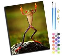 XIAOYOUQIAN Dancing Tree Frog Funny Animal,Paint by Number for Adults,DIY Oil Painting Kits with Brushes and Acrylic Pigment,Canvas Painting Decor Gifts,16 X 20 Inch,-Frameless