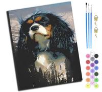 XIAOYOUQIAN Dog Cavalier King Charles Spaniel,Paint by Numbers Kits for Adults,DIY Color Oil Painting Acrylic Paints for Home Wall Decor 16X20Inch，-Frameless