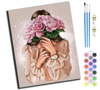 XIAOYOUQIAN Flowers Shy Beauty,Paint by Numbers Kits for Adults Beginners-,Oil Painting by Numbers Kids Canvas for Gift Home Wall Decor (16X20 Inch),-Frameless