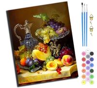 XIAOYOUQIAN Fruit Plate Still Life,Paint by Numbers for Adults,DIY Oil Painting Art Kits with Acrylic Paint Brushes Craft Kits for Home Wall Decor，40X50Cm，with Frame