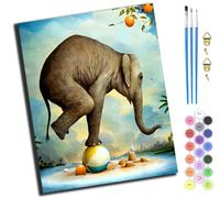XIAOYOUQIAN Funny Circus Elephant,Paint by Numbers Kits for Adults Beginners-,Oil Painting by Numbers Kids Canvas for Gift Home Wall Decor (16X20 Inch),with Frame