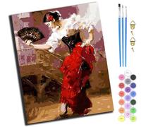 XIAOYOUQIAN Girl Holding A Fan,Paint by Number for Adults Beginner,DIY Oil Painting by Number On Canvas Arts and Crafts for Home Wall Decor 20X16 Inch,with Frame
