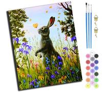 XIAOYOUQIAN Hare Standing Among Flowers,Paint by Numbers for Adults Children,16X20 Inch,Oil Painting DIY Number Painting Kits Hand Painted Gifts Wall Decor,-Frameless