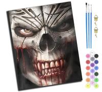 XIAOYOUQIAN Horror Blood-Sucking Undead Skeleton,Oil Paint by Numbers Kits for Adults Beginners,On Clear Symbols Colored Canvas,Easy DIY Acrylic Pigment Drawing Kit,16X20In,with Frame