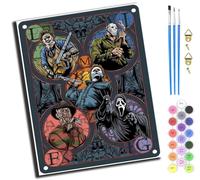 XIAOYOUQIAN Horror Movie Stained Glass,DIY Hand Oil Painting,Paint by Numbers Kits for Adults Beginner,for Home Living Room Bedroom Decor,16X20Inch，-Frameless