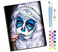 XIAOYOUQIAN Horror Sugar Skull Girl,Paint by Numbers for Adults,Painting by Number Kits On Canvas,DIY Color Oil Painting,Home Wall Decor 16X20In/40X50Cm,with Frame