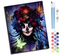 XIAOYOUQIAN Horror Sugar Skull Girl,Paint by Numbers Kits for Adults,DIY Color Oil Painting Acrylic Paints for Home Wall Decor 16X20Inch，with Frame