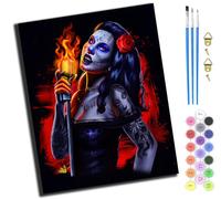 XIAOYOUQIAN Horror Sugar Skull Girl,Paint by Numbers Kits for Adults,DIY Color Oil Painting Acrylic Paints for Home Wall Decor 16X20Inch，with Frame