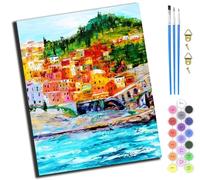 XIAOYOUQIAN Italian Port City,DIY Painting by Numbers Kits for Kids Adults Beginner,40X50Cm,Oil Painting for Home Wall Decoration Hand Painted Gifts,with Frame