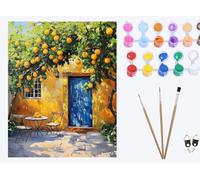 XIAOYOUQIAN Lemon Tree Landscape (9)，Paint by Numbers Kits for Adults, Oil Painting Kits for Beginners On Clear Symbols Colored Canvas, Easy DIY Acrylic Pigment Drawing Gift, 40x50cm，with Frame