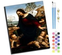 XIAOYOUQIAN Leonardo Da Vinci Girl and Lamb,Paint by Numbers,DIY Oil Painting Kit for Adults Beginner,with Paint Brushes and Acrylic Pigment,16 X 20 Inch,-Frameless