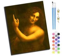 XIAOYOUQIAN Leonardo Da Vinci Saint John The Baptist,Paint by Numbers for Adults Kids,DIY Oil Painting Gift Kits,16 * 20 Inch,Hand Painted Digital Painting Art Home Decoration,-Frameless
