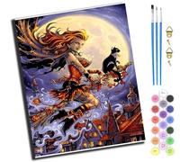 XIAOYOUQIAN Light Halloween,Paint by Numbers Kits for Adults,DIY Color Oil Painting Acrylic Paints for Home Wall Decor 16X20Inch，-Frameless