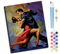XIAOYOUQIAN Loving Couple Dancing,Paint by Numbers for Adults Kids,DIY Oil Painting Gift Kits 16 * 20 Inch Hand Painted Digital Painting Art Home Decoration -with Frame