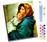 XIAOYOUQIAN Madonna Holding Jesus Mary,DIY Painting by Numbers Kits for Kids Adults Beginner,40X50Cm，Oil Painting for Home Wall Decoration Hand Painted Gifts,-Frameless