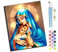 XIAOYOUQIAN Mary and Jesus,Paint by Numbers Kits for Adults,Oil Painting Kits for Beginners On Clear Symbols Colored Canvas,Easy DIY Acrylic Pigment Drawing Gift,40X50Cm，-Frameless