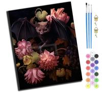 XIAOYOUQIAN Night Flower Bat,Paint by Numbers for Adults Kids,DIY Oil Painting Gift Kits,16 * 20 Inch,Hand Painted Digital Painting Art Home Decoration,with Frame