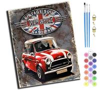 XIAOYOUQIAN Old Time Classic Red Car,Paint by Numbers for Adults,DIY Oil Number Painting Canvas Kits,Kids Adults for Gifts Home Wall Decor,20X16Inch，-Frameless