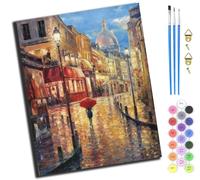 XIAOYOUQIAN Paris Dream in The Rain,Paint by Numbers Kits,40Cm X 50Cm,DIY Acrylic Painting for Adults and Kids,with Paints Brushes and Card Sized Magnifier,-Frameless
