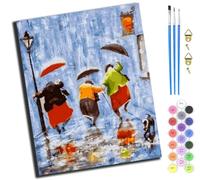 XIAOYOUQIAN Playing in The Rain,Paint by Numbers for Adults Kids,DIY Oil Painting Kit,16X20 Inch,Hand Drawn Gifts,-Frameless