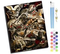 XIAOYOUQIAN Skeleton Death Fight,Paint by Number Kit for Adults Beginner,DIY Acrylic Hand Oil Paintin Kits On Canvas Art Crafts for Home,16 X20 Inch,-Frameless