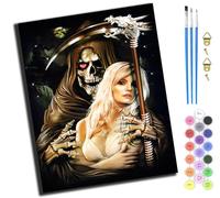 XIAOYOUQIAN Skull Couple Death Girl,DIY Paint by Numbers for Adults,Oil Painting Kits,Craft Art Painting Kit,Acrylic Pigment Drawing Gift for Home Decor,16X20Inch,-Frameless