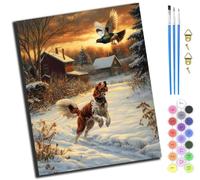 XIAOYOUQIAN Snow Hound and Mallard Duck,Paint by Numbers for Adults,DIY Oil Number Painting Canvas Kits,Kids Adults for Gifts Home Wall Decor,20X16Inch,-Frameless