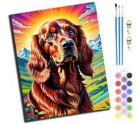 XIAOYOUQIAN Snowy Mountains and Golden Retriever,Paint by Number for Adults,DIY Oil Painting Kits with Brushes and Acrylic Pigment,Canvas Painting Decor Gifts，16 X 20 Inch，-Frameless