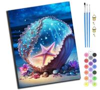 XIAOYOUQIAN Starfish in A Shell,Paint by Numbers for Adults,Painting by Number Kits On Canvas,DIY Color Oil Painting,Home Wall Decor 16X20In/40X50Cm,-Frameless