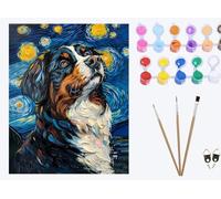 XIAOYOUQIAN Starry Night and Dog Bernese Mountain Dog，Paint by Numbers Kits for Adults, Easy DIY Acrylic Pigment Drawing Paintwork for Home Wall Decor, 16x20in ，Frameless