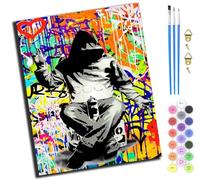 XIAOYOUQIAN Street Graffiti Art Cool Boy,Paint By Number for Adults Beginner,DIY Oil Painting By Number On Canvas Arts and Crafts for Home Wall Decor 20X16 Inch,-Frameless